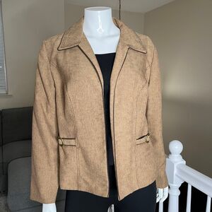 Sag Harbor Women's Jacket Blazer Long sleeve Suit Brown Size 14 Lightweight #685